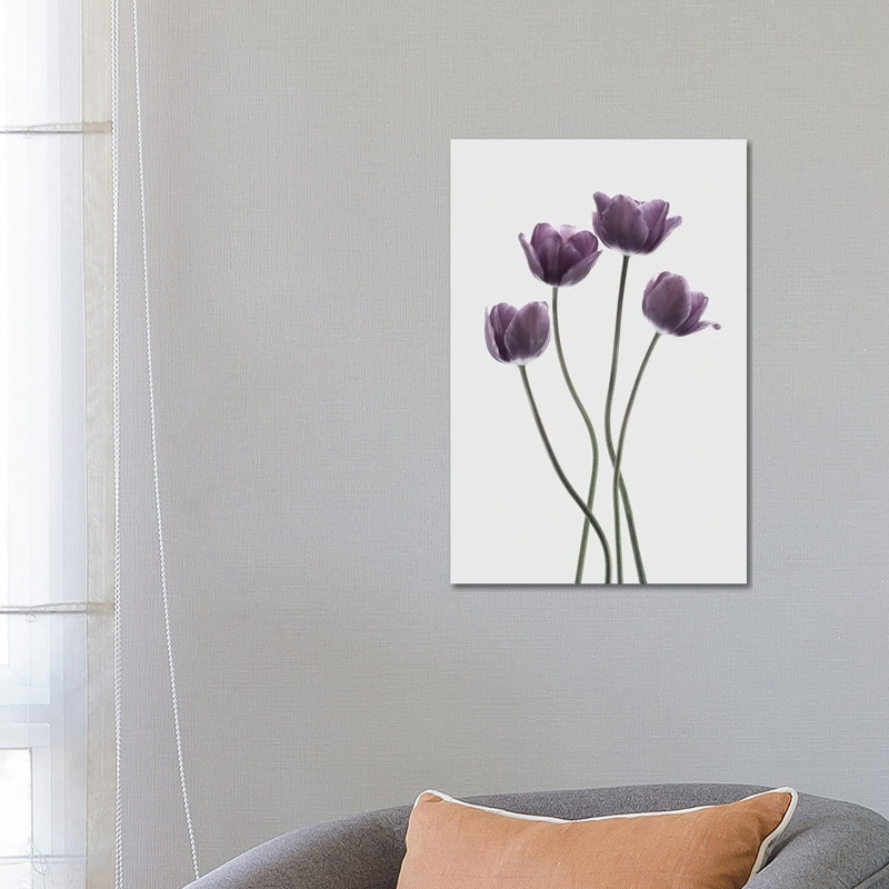 Tulips Purple by Design Fabrikken - Wrapped Canvas Print, 66.04 cm H x 45.72 cm W x 1.91 cm D