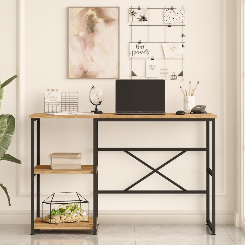 Bureau d'étude moderne avec pieds en métal, 47,2 po x 29,5 po x 23,6 po | 100% panneau de particules enduit de mélamine, épaisseur: 0,7 pouce | Élégant et fonctionnel pour les bureaux à domicile et les espaces d'étude