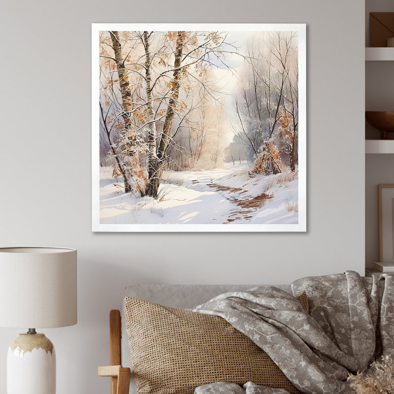 «Trees Charm In Winter - Tree», art mural sur toile, H 24 po x l 24 po x P 1 po, Cadre simple blanc