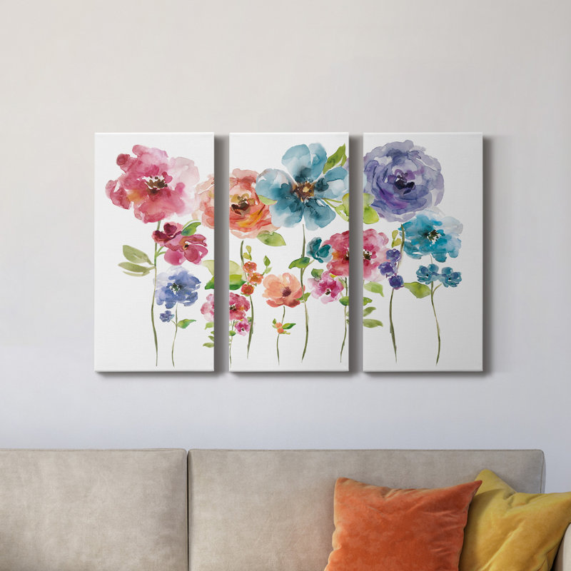 Belle Boutique Arrangement - ensemble de 3 peintures sur toile tendue, H 12 po x l 24 po x P 1 po