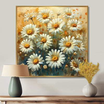 Jaune et blanc, marguerites d'été, fleurs, explosion IV - marguerites, art mural
