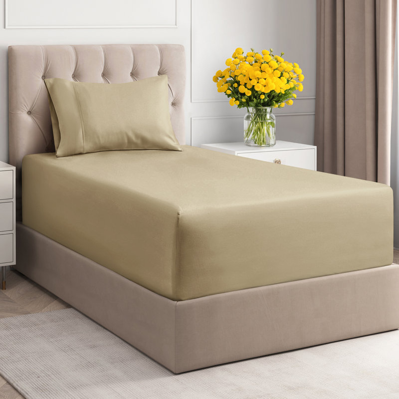 Beige Full Deep Pocket Cotton Sheet Set
