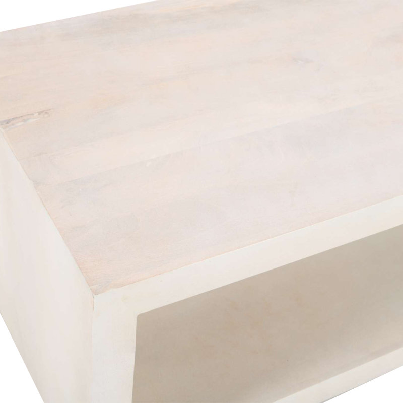 Table basse en bois avec tablette ouverte Keli Walpole, Blanc délavé