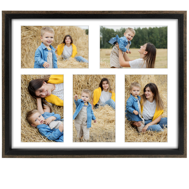 Donney Picture Frame with Mat, Black/Walnut
