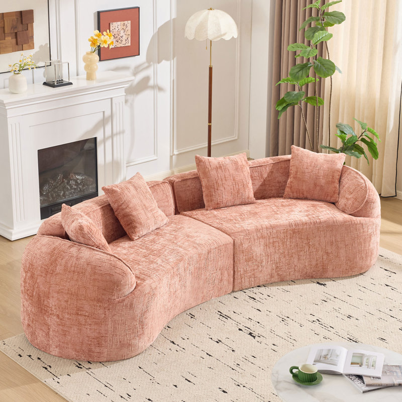 Pink Curved Compressed Sofa, Pink