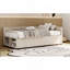 Lit plateforme simple tapissier en forme de L avec rangement et tiroirs-713585112