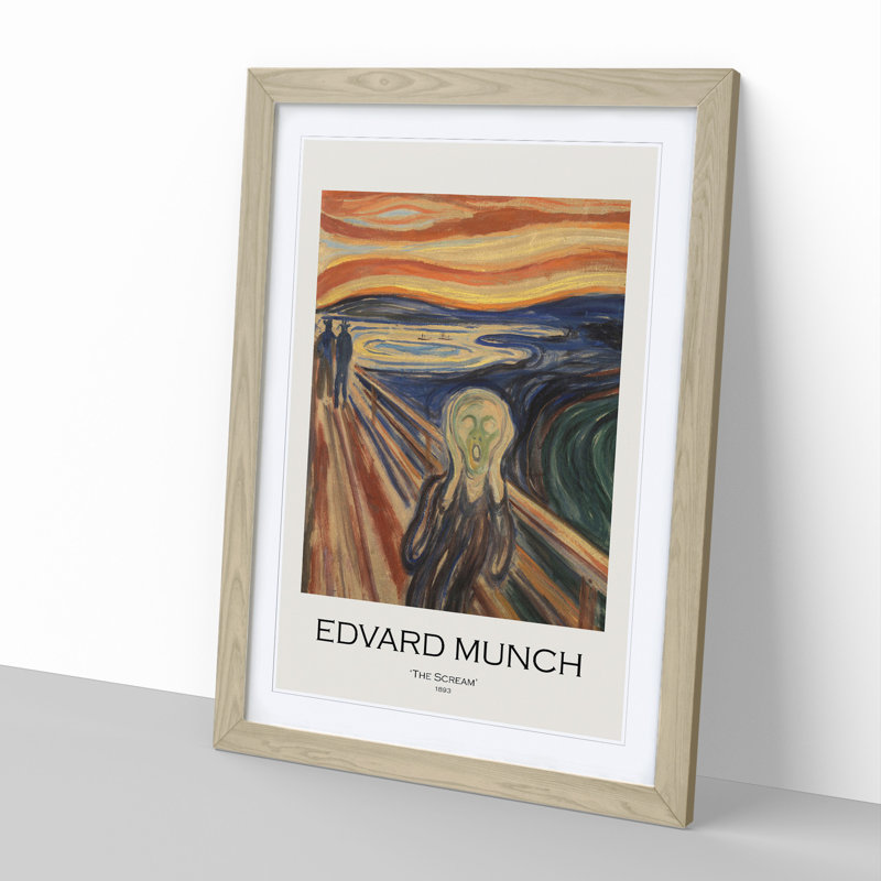 The Scream by Edvard Munch - Picture Frame Painting, Oak Framed, 48cm H x 36cm W x 2cm D