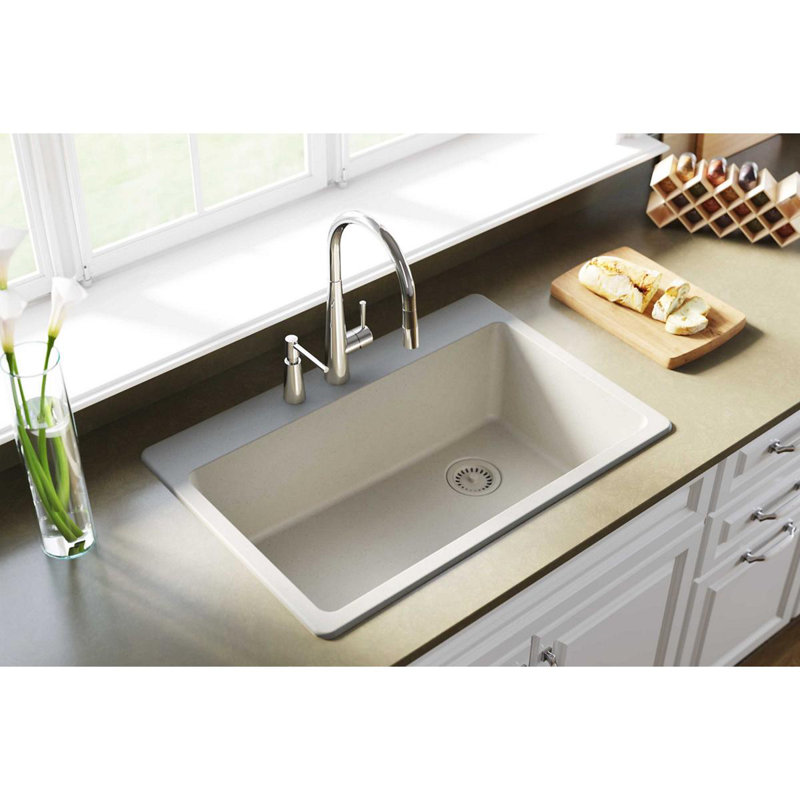 Quartz Classic 33" x 22" x 9-1/2" Drop-In Kitchen Sink, Bisque