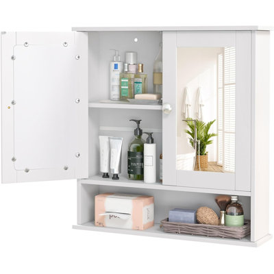 Armoire de salle de bain murale, armoire de rangement au-dessus de la toilette avec tablette ajustable et portes en miroir, miroir d'armoire à pharmacie, organisateurs de salle de bain et rangement pour cuisine, bureau 