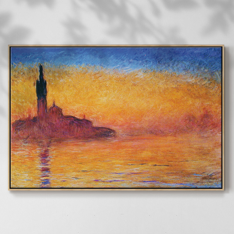 Monet, reproduction d'art encadrée sur toile par Claude Monet, H 27 po x l 41 po x P 2 po, Naturel