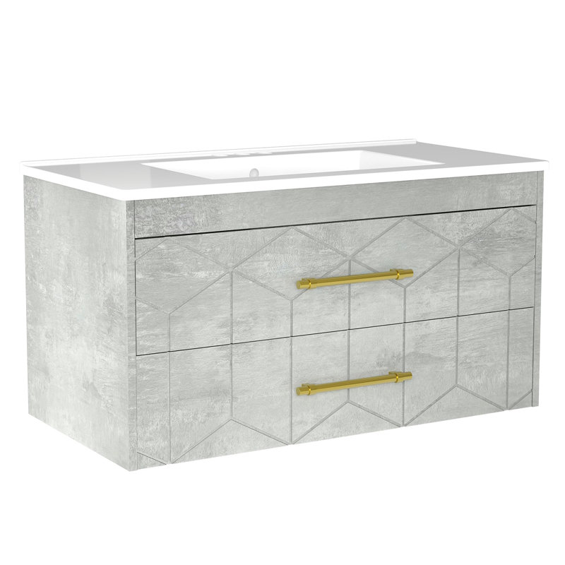 Meuble-lavabo 36 po avec lavabo, Gris, 36"