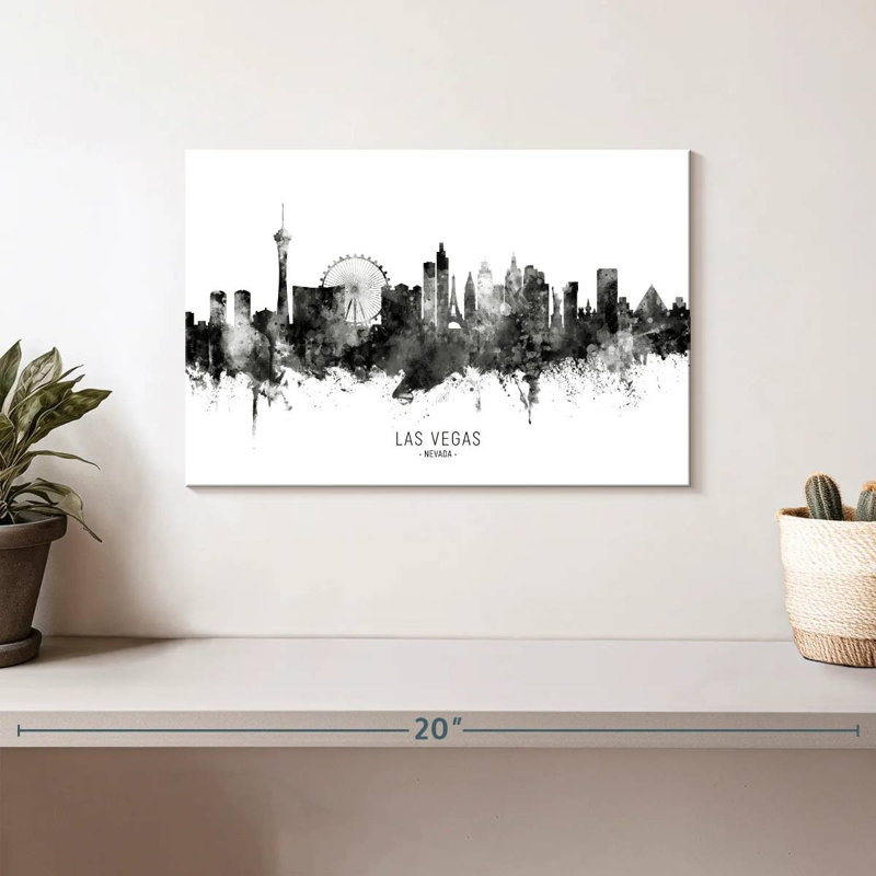 Kavia Las Vegas Nevada Skyline Name BW, 8" H x 12" W