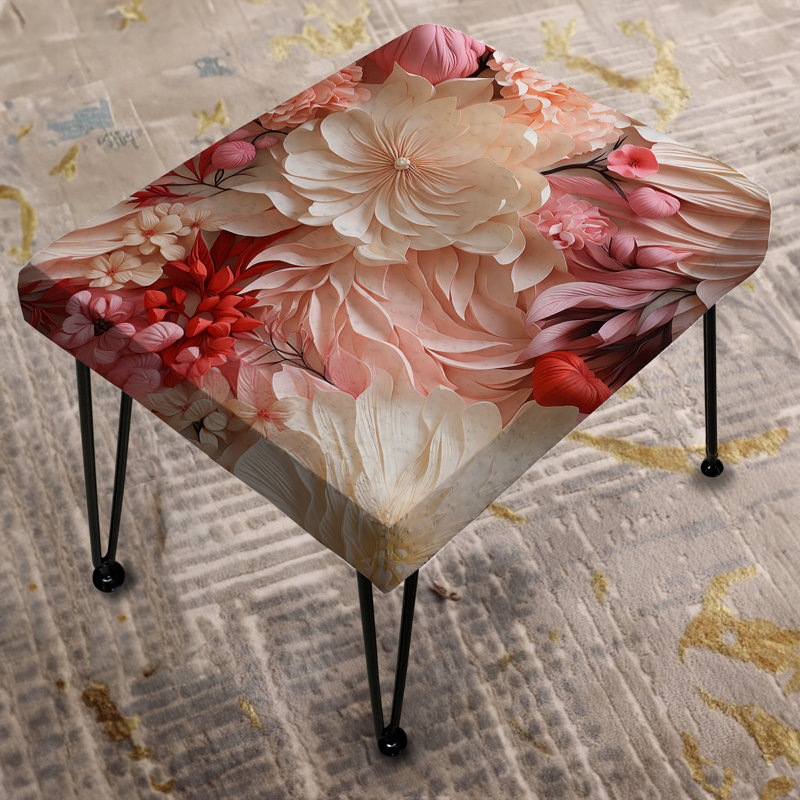 Elegant Floral Charm Cottage Collage - Floral Rectangle Ottoman