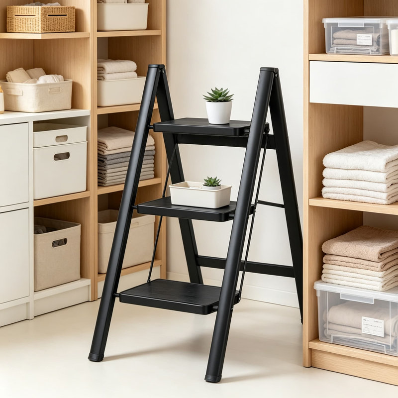 Escabeau portatif pliant pour adultes, escabeau léger en fer robuste avec pédale large antidérapante, conception pliable peu encombrante pour la maison, la cuisine, le placard, et plus encore