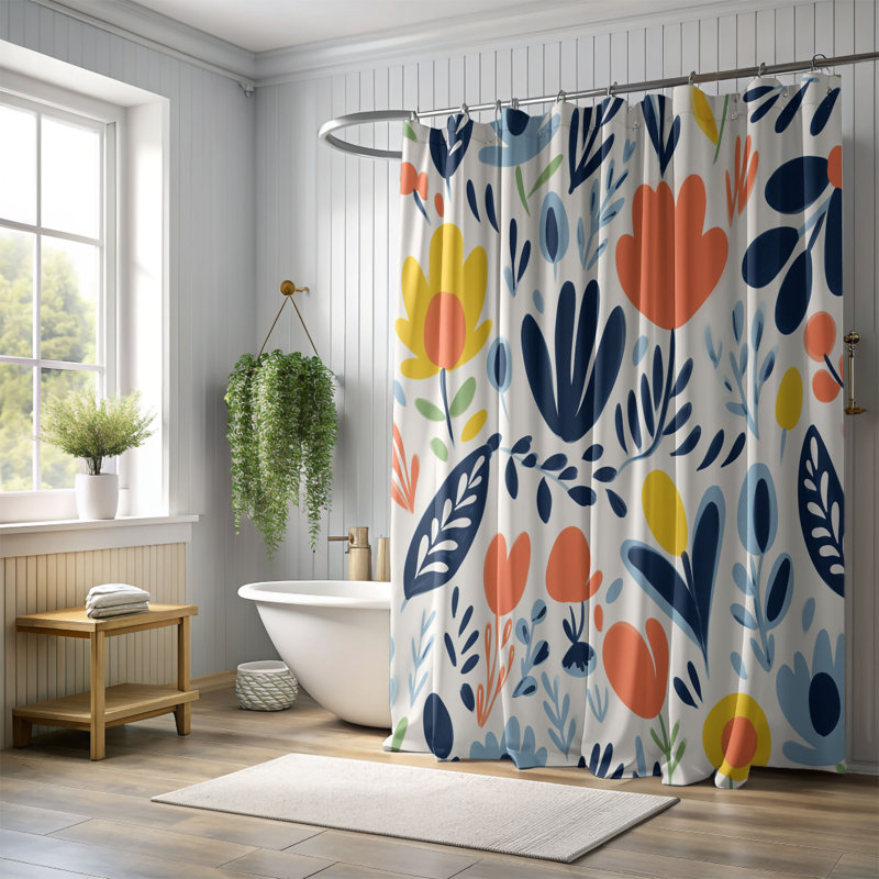 Rideau de douche standard 1 pièce Henri's Flower Art, H 74 po x l 71 po