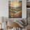 «Meadow Stream At Sunrise I», art mural sur bois de pin naturel
