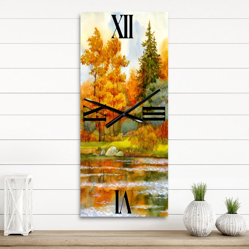 Horloge murale forêt d'automne au bord du lac III, Petit