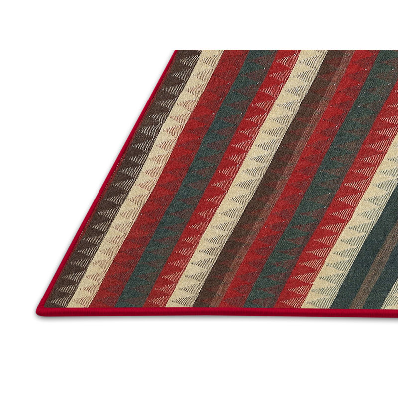 Tapis rouge/vert/brun zone contemporaine, Rectangle 5 pi x 7 pi