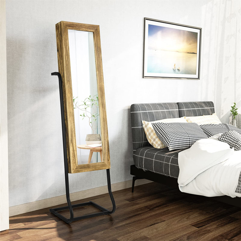 Armoire à bijoux rétro avec miroir noir