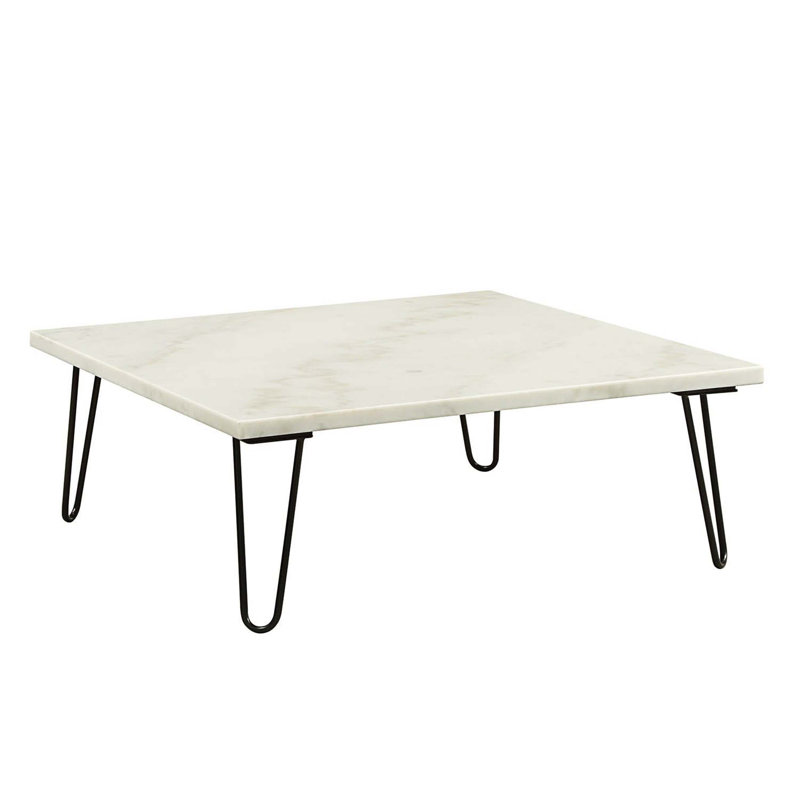 Table basse à 4 pieds avec rangement Amma, H 15 po x L 40 po x l 40 po, Blanc, Noir