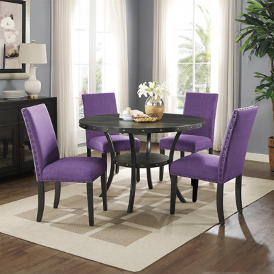 Biony Fabric Dining Chairs with Nailhead Trim,2pc