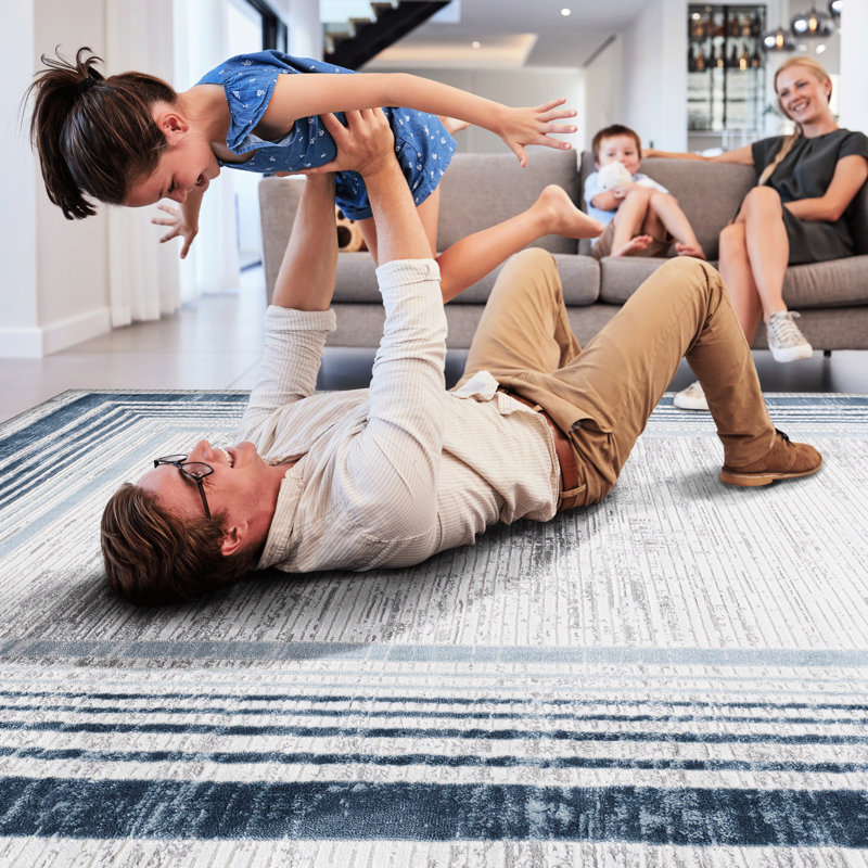 Loom & 5x7 Area Rug - Blue//, Stain , Non-shedding For Living Room, Entryway, Home Office Non-shedding, Bedroom, Nursery