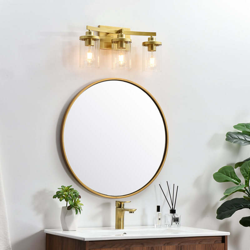 Éclairage pour meuble-lavabo à intensité variable Dariela, Doré, H 10 po x l 18 po x P 18 po, 3 lumières