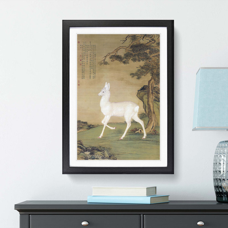 Roe Deer by Lang Shining - Picture Frame Painting Print, 36cm H x 27cm W x 2cm D, Black Framed