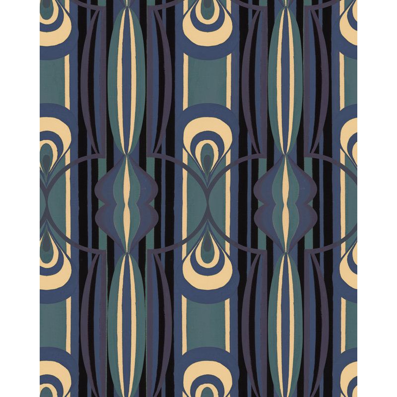LA DOLCE VITA Wallpaper Roll, Blue/Green/Taupe