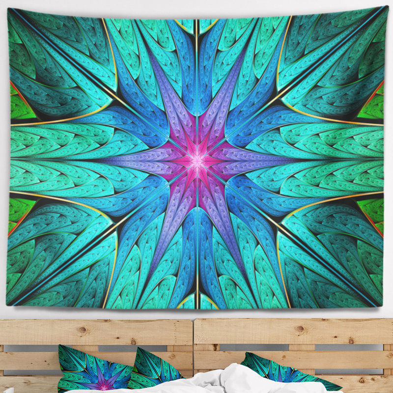 Tapisserie abstraite turquoise abstraite, H 32 po x l 39 po