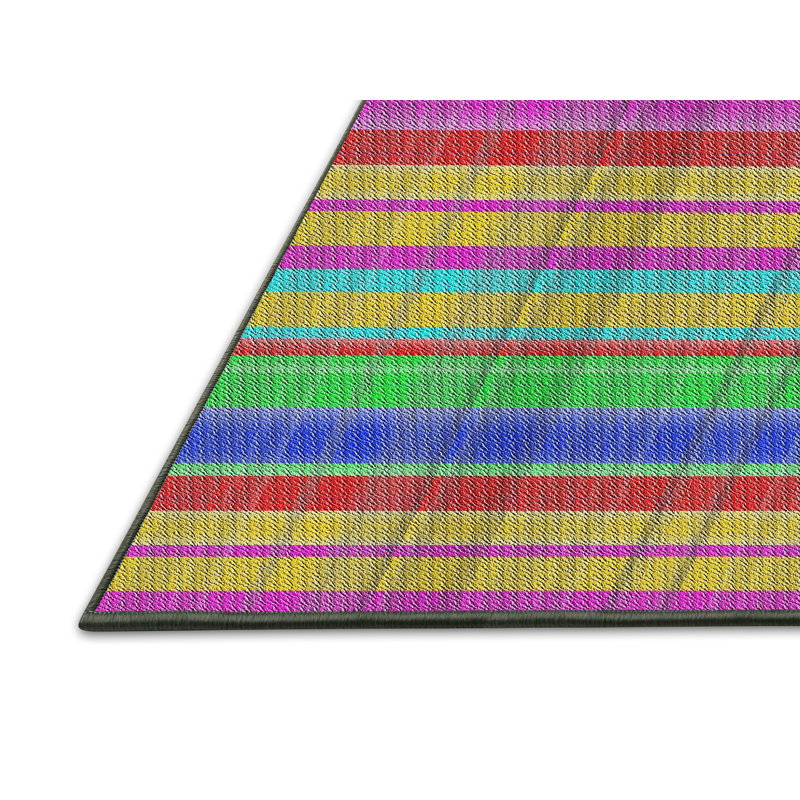 Tapis décoratif jaune rayé radabrire, Rectangle 5 pi x 8 pi