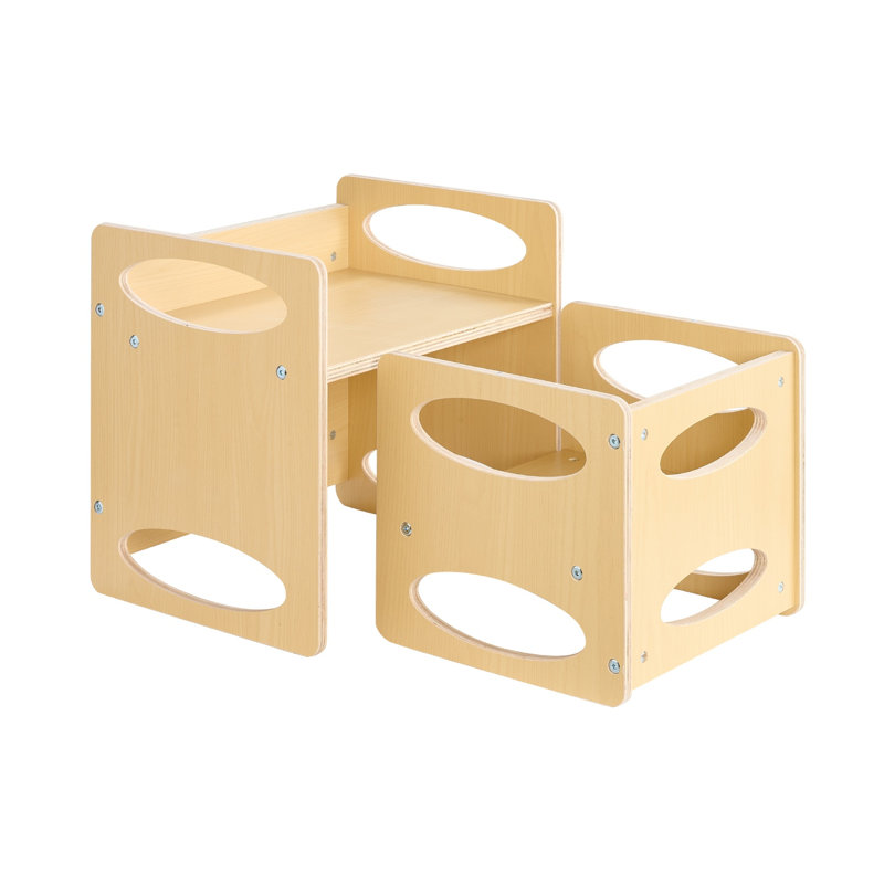 Ensemble de table et de fauteuil de massage réglable Montessori, meubles en bois pour tout-petits réversibles pour manger et jouer