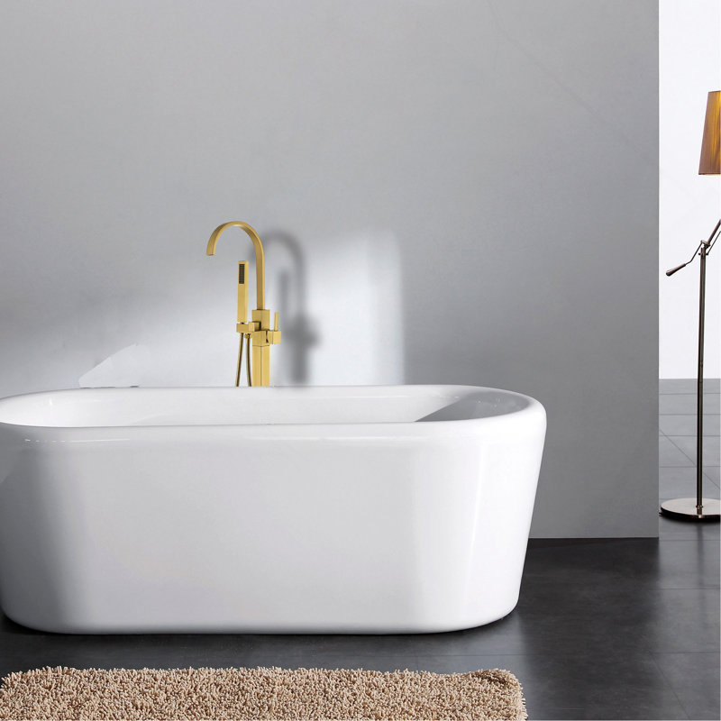 Freestanding Bathtub Faucet with Hand Shower, Brushed Gold