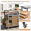 Chariot de cuisine pour l'extérieur 54,33 "avec plateau en acier inoxydable, roulettes verrouillables, tablettes réglables et rangement multifonctionnel-128745462