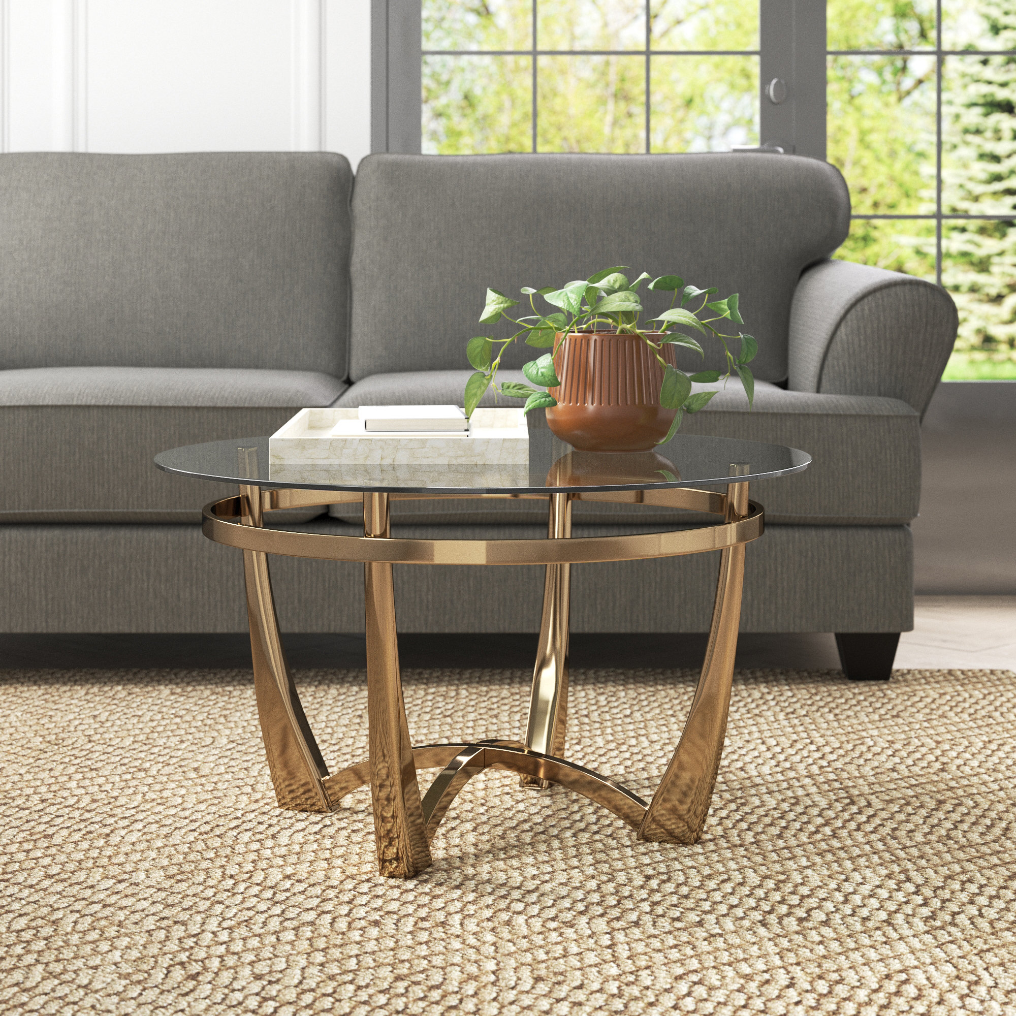 Lark Manor Clapton Glass Top Coffee Table & Reviews 