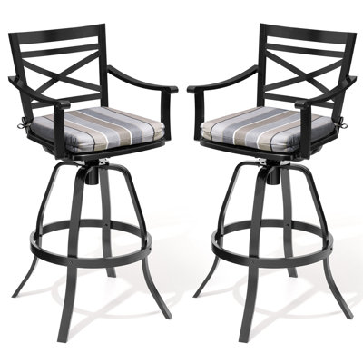 Patio Swivel Aluminum Bar Stools With Sunbrella Cushion