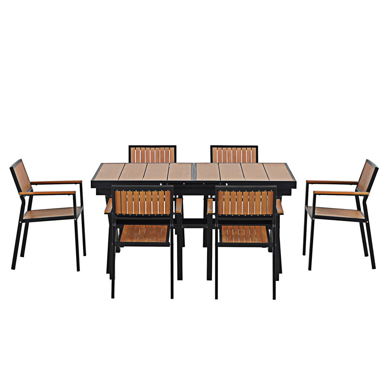 Outdoor Dining Freedom With A Flexible Set Including Six Chairs And A Table, Black