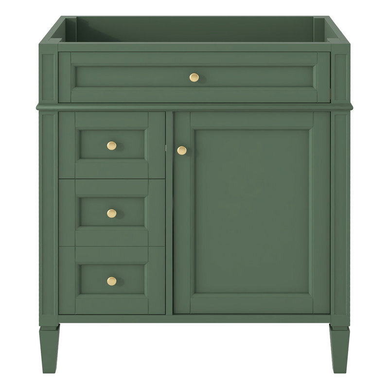 Meuble-lavabo de 30 po (bases de meuble-lavabo seulement, sans lavabo supérieur), Vert, Doré