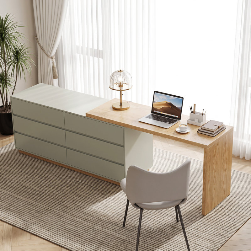 Bureau d'ordinateur en L avec table de bureau extensible avec 6 tiroirs l 47,2 po Talyiah