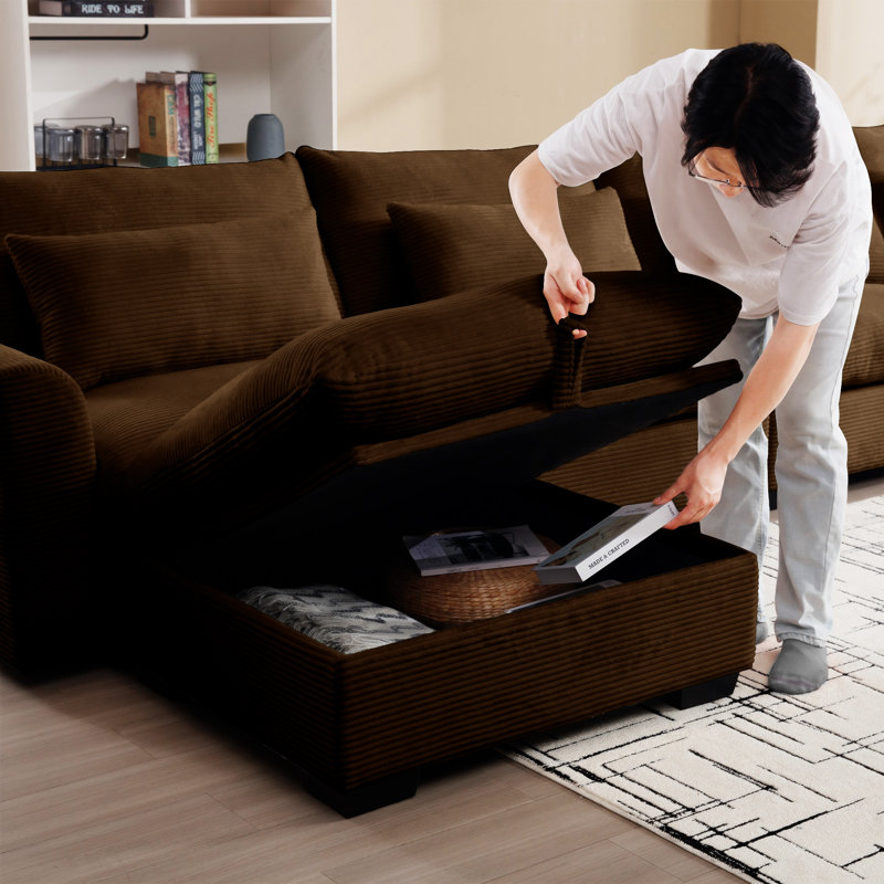 Corduroy  Sofa Couch, Brown Corduroy