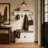 31.5" W White Farmhouse 2-Piece Hall Tree with Cushioned Shoe Storage Bench, Wall Shelf and 4 Hooks