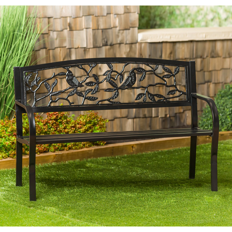 Banc de jardin en métal Araneli Cardinals, Noir