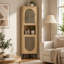 Grande armoire d'angle de 65 po avec 2 portes creuses | Tablette d'angle Bhoho avec 2 portes, 6 tablettes, économiseur d'espace, salon, cuisine, salle de bain, bureau, appartement, chêne