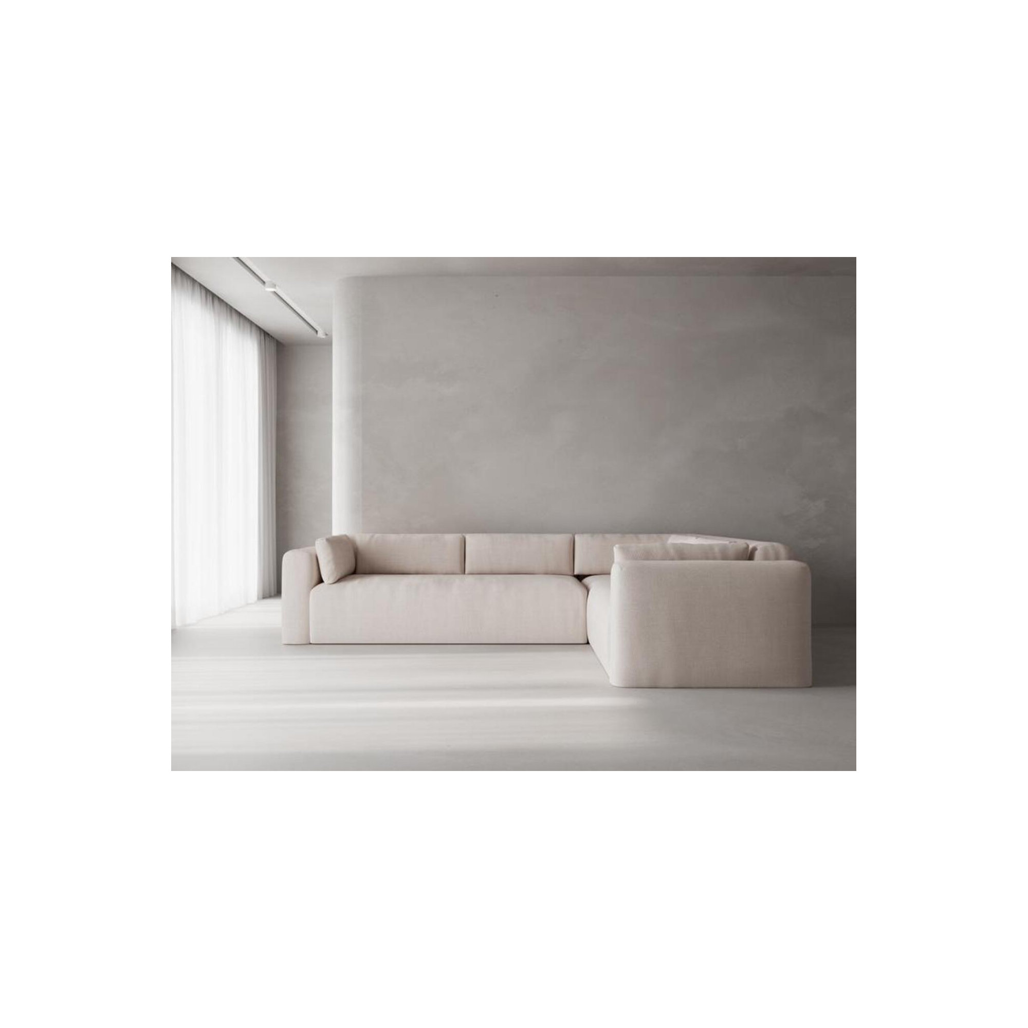 Freddie 112" Upholstered Sectional, Nevis Ivory Polyester Blend