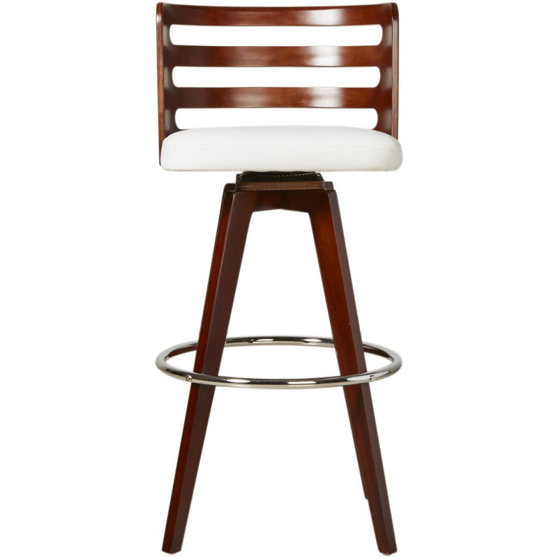Maron Upholstered Counter Stool with Solid Wood Frame, White