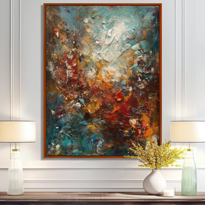Autumn Bliss Afternoon Abstract Red Orange Blue I - Abstract Painting Framed Prints