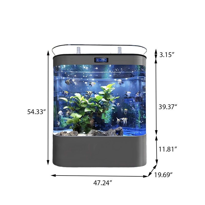 Aquarium en verre 47,24 po, Gris, H 54,33 po x l 47,24 po x P 19,69 po