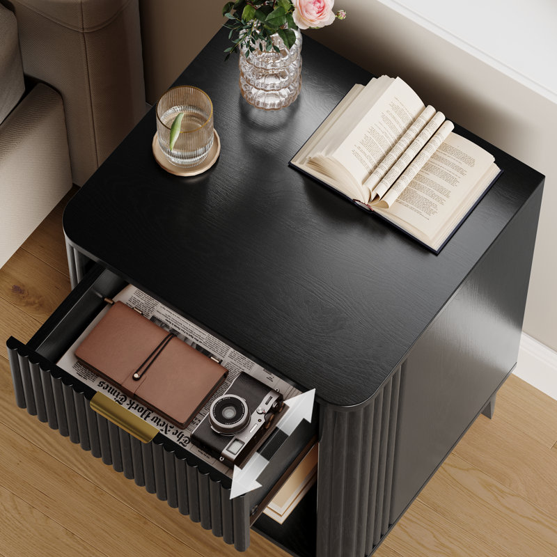 15.75" W Versatile Nightstand With Storage, 1 - Drawer Side Table & End Table, Black