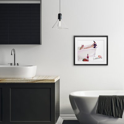 Couldn't Care Less Tub Framed Print Under Glass, design by Ziwei Li