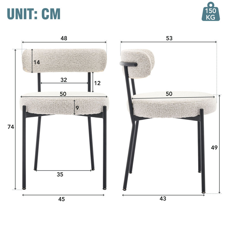 Asire 49cm H Upholstered Metal Side Chair, Black